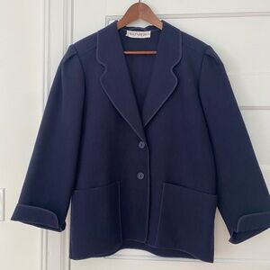 Vintage Navy Blue Women's Blazer Jacket
